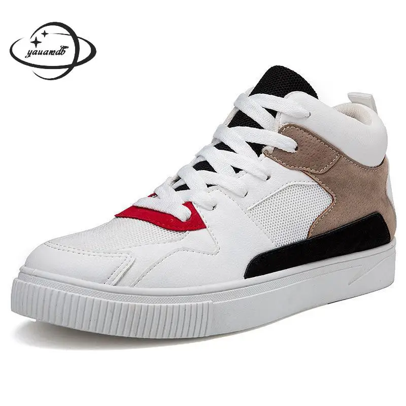 YAUAMDB mens vulcanize shoes male 39-44 spring autumn lace up high top mesh breathable patchwork fashion man ly43 | Обувь