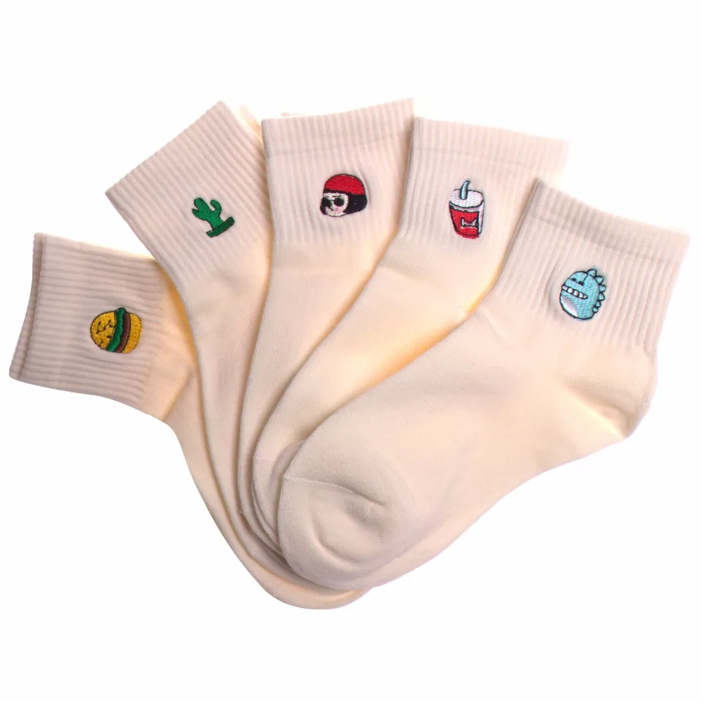 

1Pair women Cute Fashion Warm Harajuku Embroidery Socks Girl Women Men Face Party Cartoon Breathable Cotton Socks
