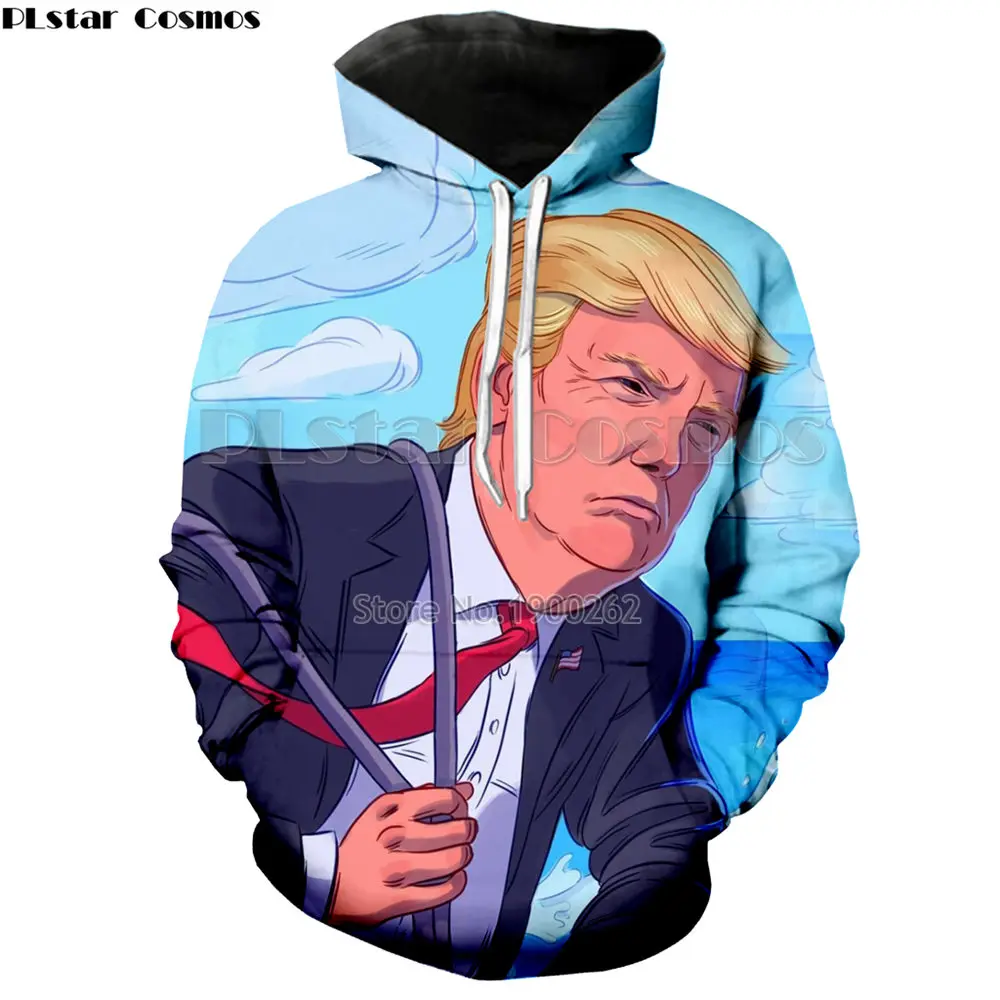 PLstar Cosmos Забавный американский президент Дональд Трамп толстовки Толстовка с 3d принтом для мужчин/женская одежда Tops размер S-5XL - Цвет: Бежевый
