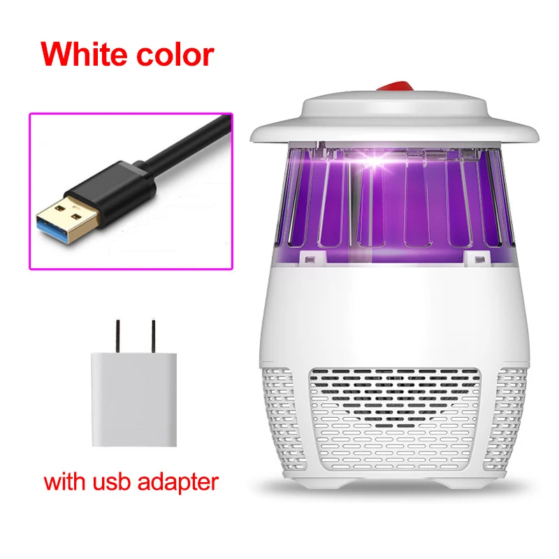 white with adapter Электрическая лампа от комаров, светодиодная лампа от насекомых, мухобойка, кружка, убийца, Анти Москитная Ловушка, репеллентная лампа, USB, жук, Zapper, мухобойка, светильник - Цвет: white with adapter