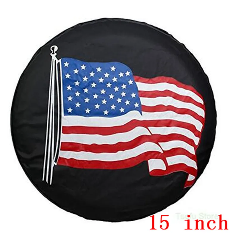 15 inch USA Pole 1 шт. автомобиль черный 1", 15", 1" 17 дюймов США Флаги логотип ПВХ ПУ запасная шина колеса крышки клапана для американского флага автомобилей Аксессуары - Цвет: 15 inch USA Pole