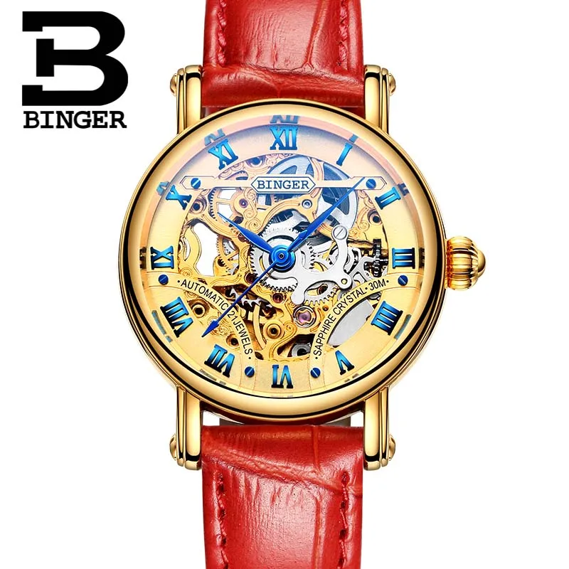 Women Watch 05 Автоматические механические часы Бингер пара Скелет женские часы Известный бренд новые модные мужские наручные часы B-5066M relogio masculino - Цвет: Women Watch 05