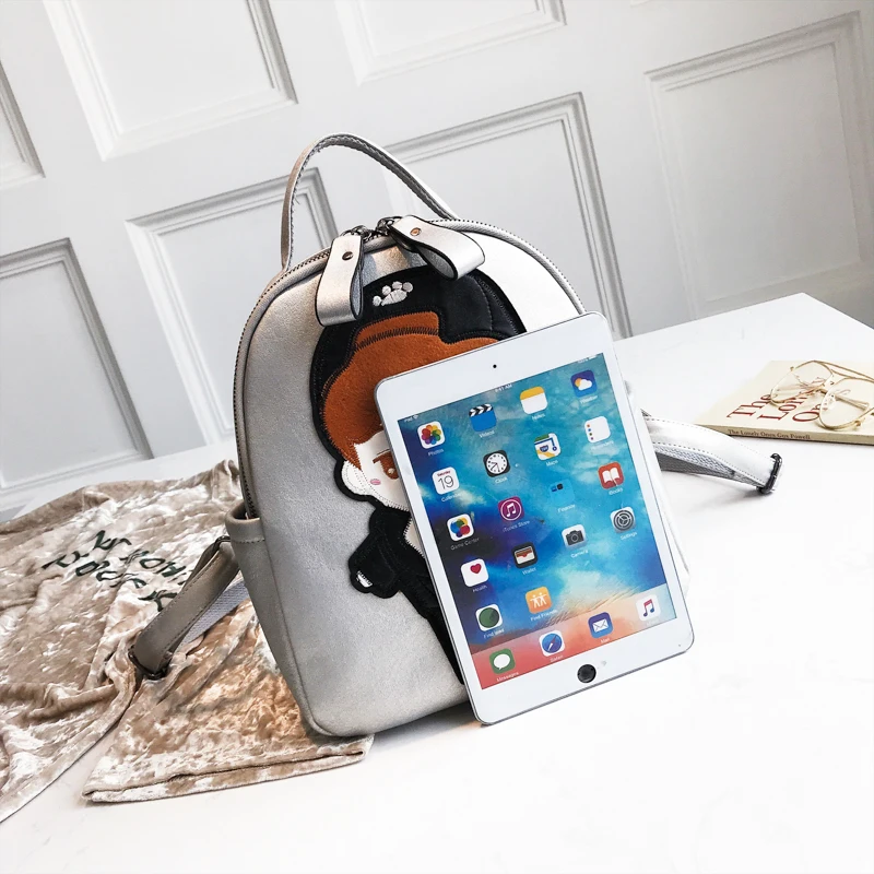 Школьный рюкзак для девочек модный однотонный из искусственной кожи с героями