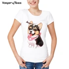 Женская футболка с принтом корги, милая женская футболка 2019, дизайнерские женские топы с милой собакой, Симпатичные футболки для девочек