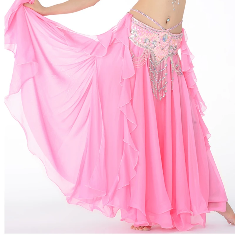 Chiffon Belly Dance Clothing 3 Layers Full Circle Long High Waist Maxi Women Skirts for |