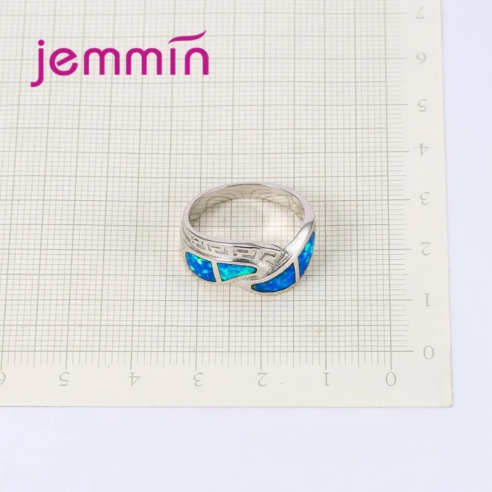Ретро стиль полые синие огненные опаловые кольца для женщин и мужчин тонкие S925