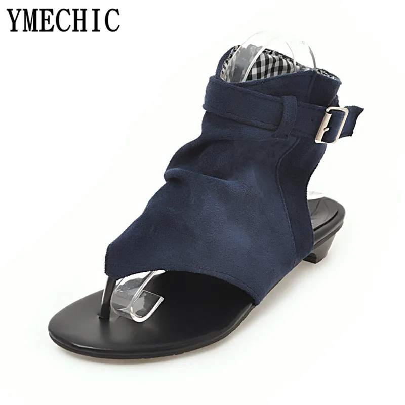 Женские повседневные Вьетнамки YMECHIC синие летние сандалии-гладиаторы на