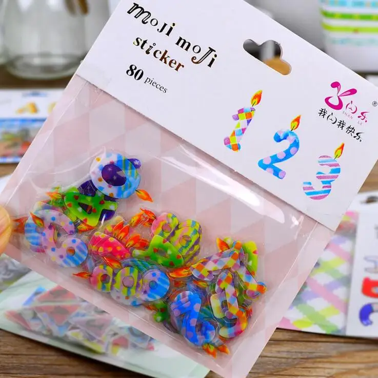 80 шт./лот DIY креативные милые наклейки с цифрами Kawaii из ПВХ для украшения дома