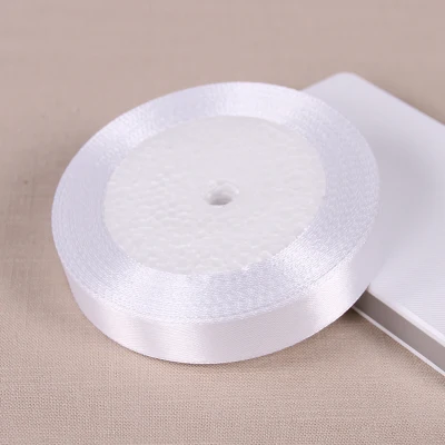 15mm white 25 ярдов белая шелковая Атласная Лента Свадебная вечеринка для упаковки подарков Рождество год для пошива швейных изделий DIY - Цвет: 15mm white