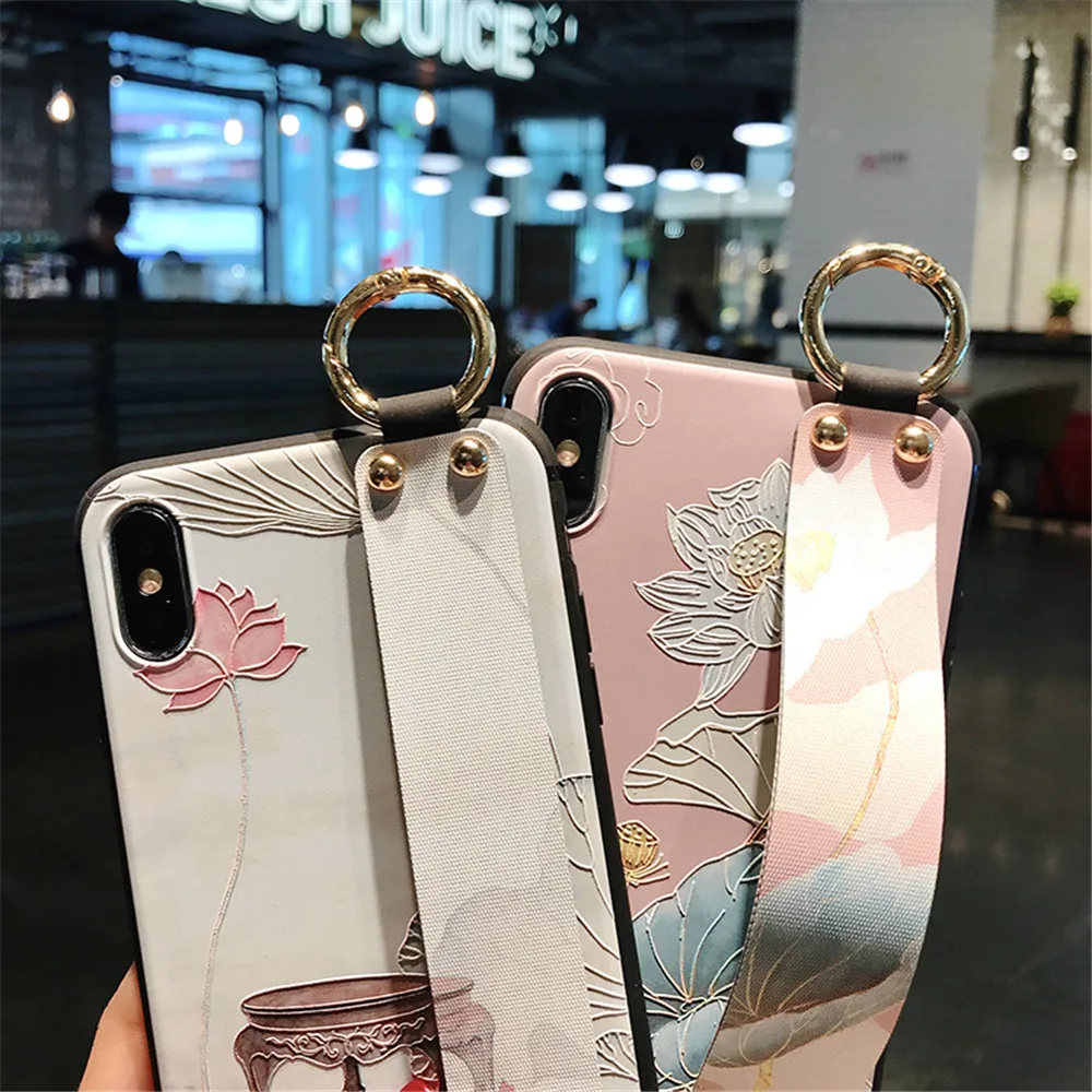 Для Samsung Galaxy S10e S9 S8 plus чехол для телефона с ремешком на запястье Чехол Note 8 9 A20 30