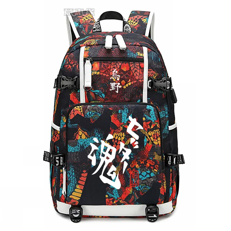 Haikyu рюкзак для студентов Mochila школьный рюкзак с принтом сумка для ноутбука мужские дорожные сумки usb зарядка ранец haikyuu Оксфорд рюкзаки - Цвет: 05