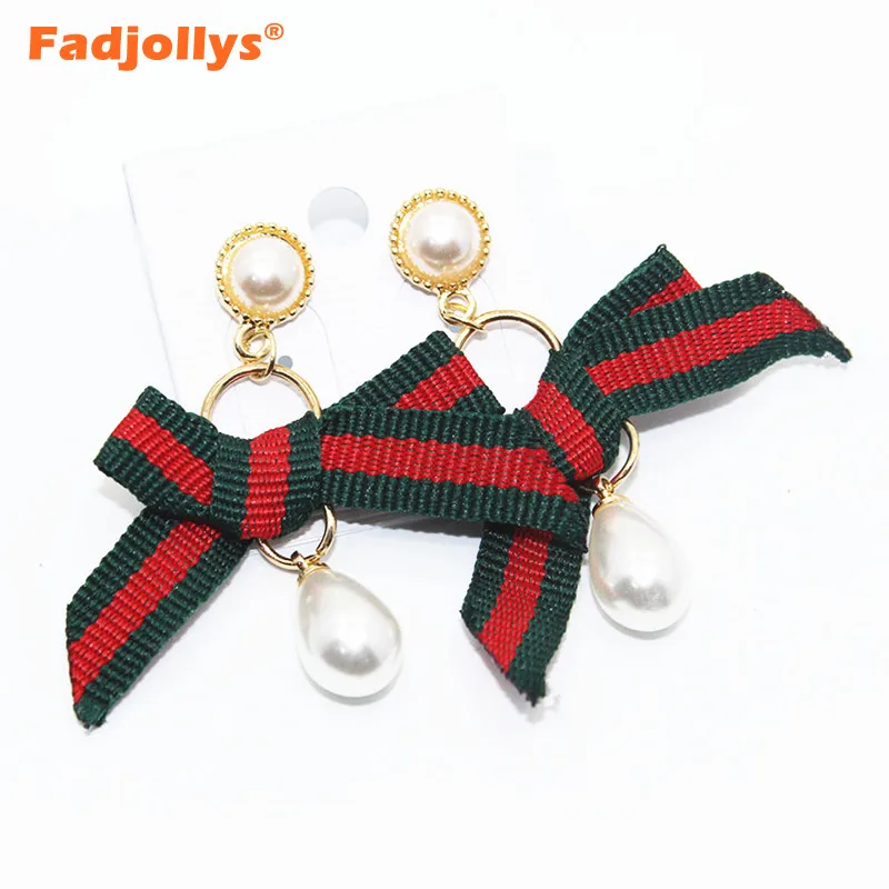 Fadjollys роскошный большой бантом из ленты Висячие серьги для Дамская мода цвет