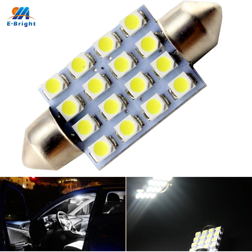 YM E Bright 500 шт. C5W 12 В DC 3528 1210 16 SMD 31 мм 36 39 41 гирлянда Купольные светодиодные лампы
