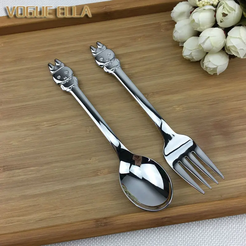 Детский набор столовых приборов с рисунком из мультфильма 1810 нержавеющая ложка