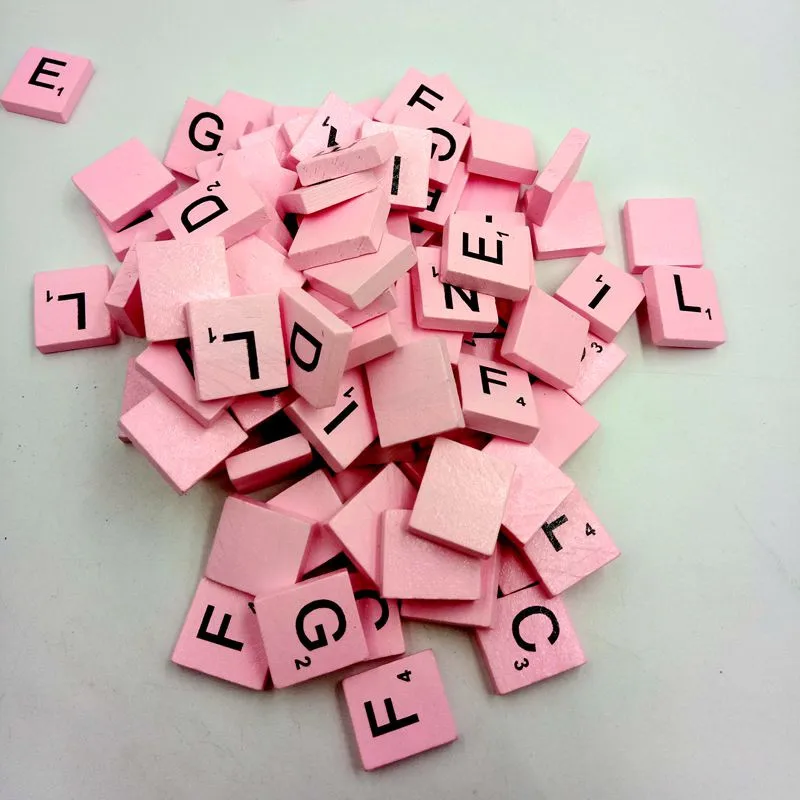 

Kids Toys Wooden Scrabble Tiles Black Letters Numbers For Crafts Wood Alphabets 100 letter wooden blocks Fixed standard mixing