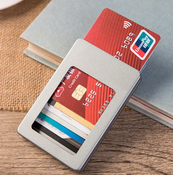 Bisi Goro RFID Алюминиевый держатель для кредитных карт на заказ анти-магнитный металлический автоматический набор карт членская сумка для карт кошелек для карт - Цвет: gray X-48