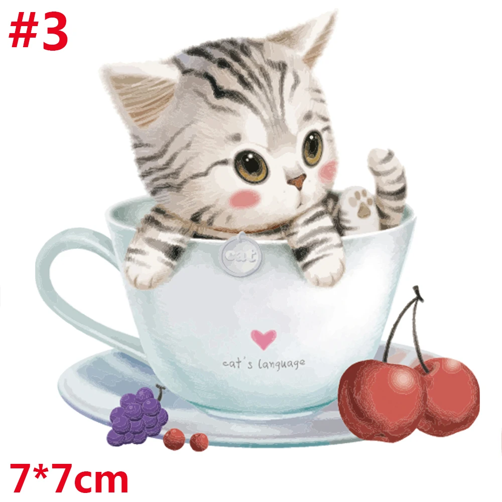 С милым рисунком кота PatternPatches передачи тепла приклеивающиеся утюгом нашивки