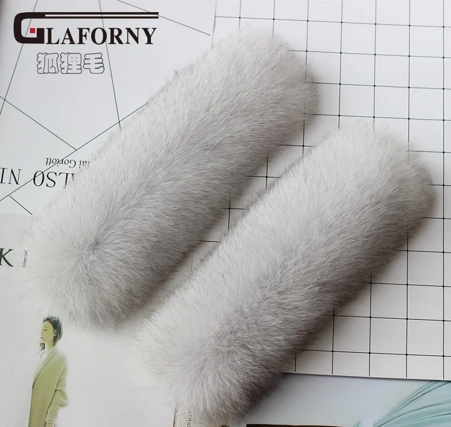Glaforny Новое поступление женские манжеты из натурального Лисьего меха манжеты из натурального меха енота одежда манжеты меховые аксессуары модные теплые - Цвет: blue fox fur