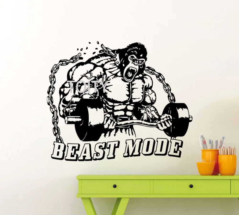 

Gym Wall Decal Beast Mode Fitness Sport Vinyl Sticker Art Decor Mural