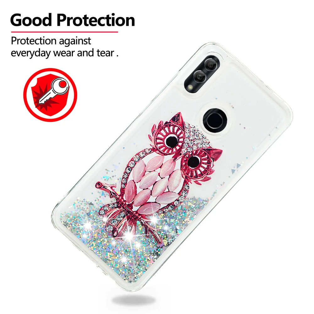 Чехол с сияющими блестками для Huawei Honor 9 10 Lite жидкости с блестками и нашивкой в виде звезды для девочек защитный корпус для мобильных телефонов Honor10 Honor9 STF-L09 СТП L09 10 Lite 9