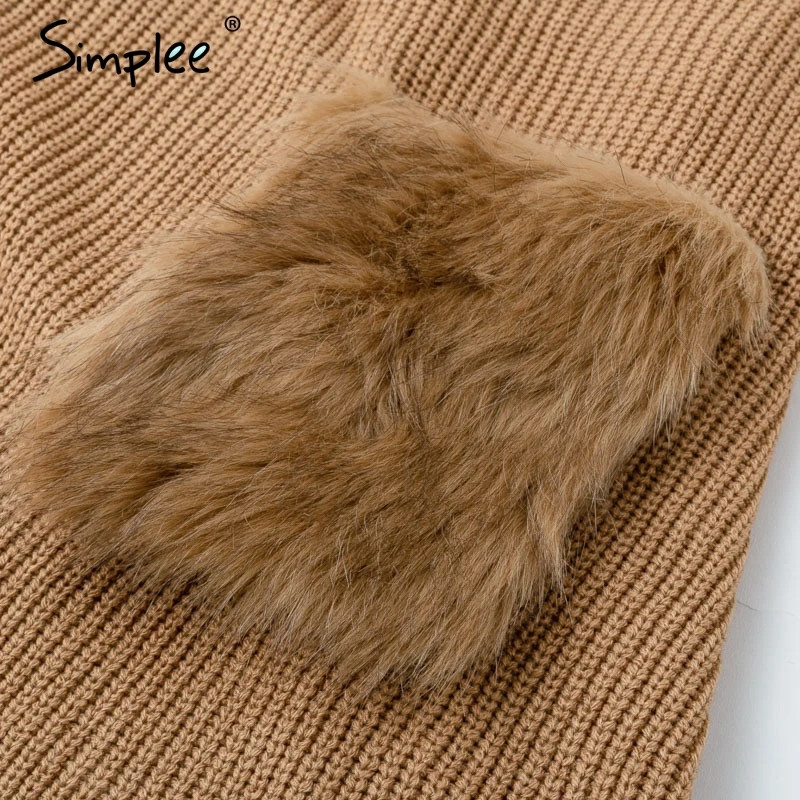 Simplee вязаный свитер с высоким воротом накидка для женщин Повседневное Зимний