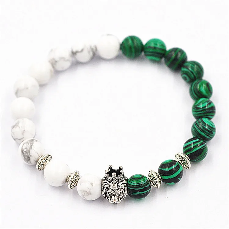 10 шт. Горячая оптовая продажа мужской белый и зеленый камень природы серебряные