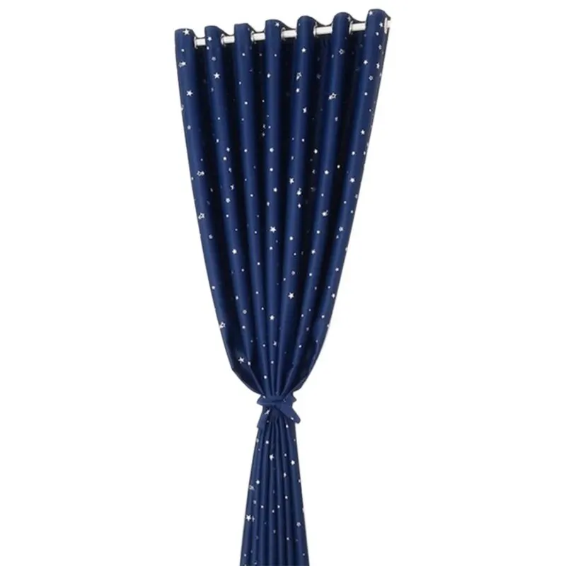 dark blue Блестящие звезды дети печать перфорированные готовые шторы для гостиной ночные шторы для детей мальчик девочка спальня 7 - Цвет: dark blue