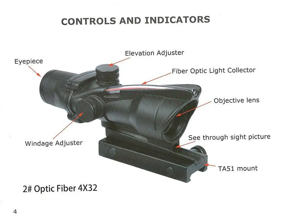 Охотничий Оптический Прицел ACOG 4X32 оптический прицел из настоящего волокна с