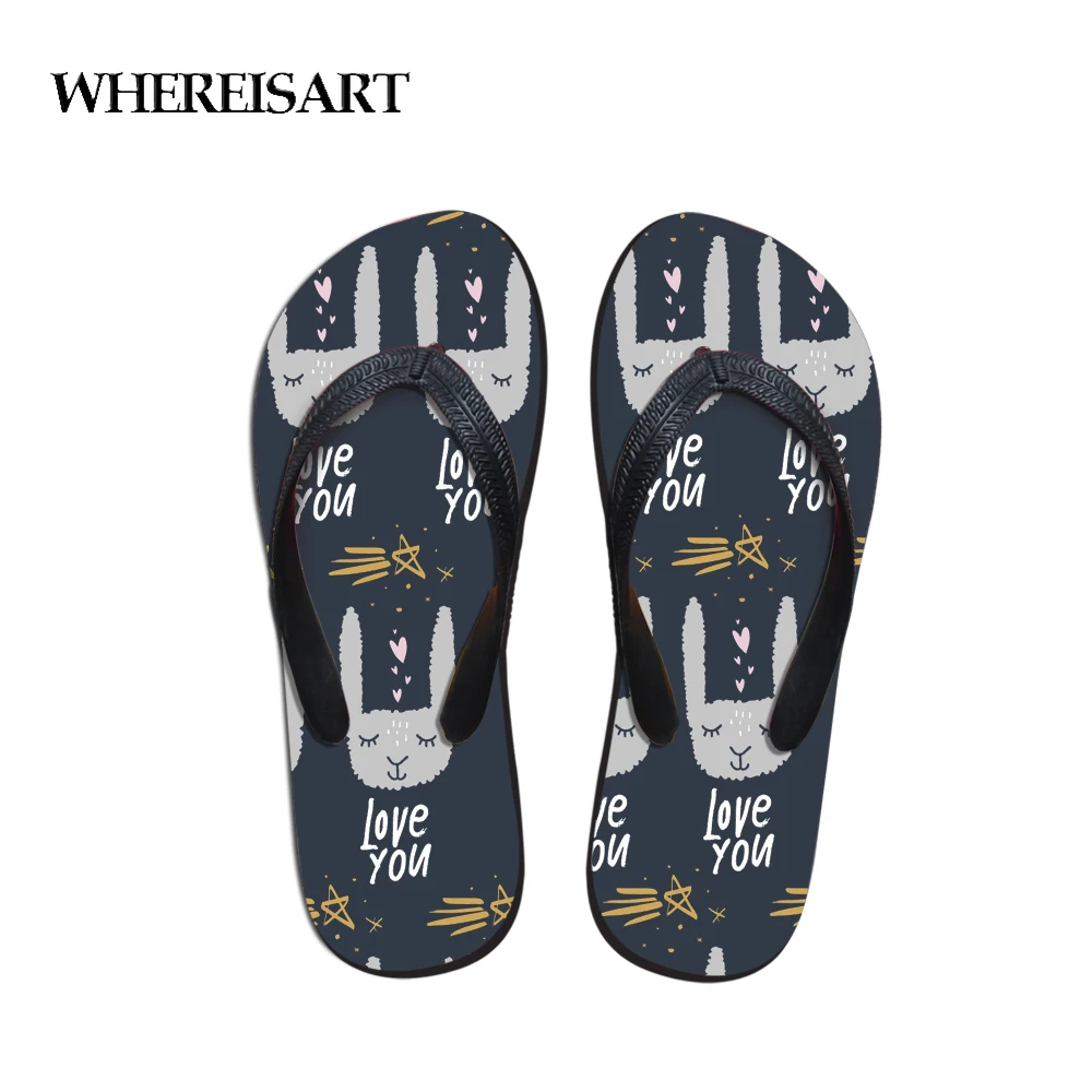 WHEREISART/летние женские шлепанцы Вьетнамки Женские милые сандалии с кроликом