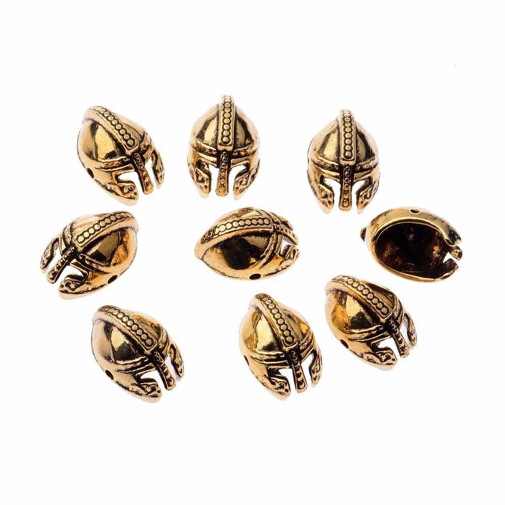 Оптовая продажа 20 шт./лот серебряные золотые римские бусины воин Гладиатор шлем