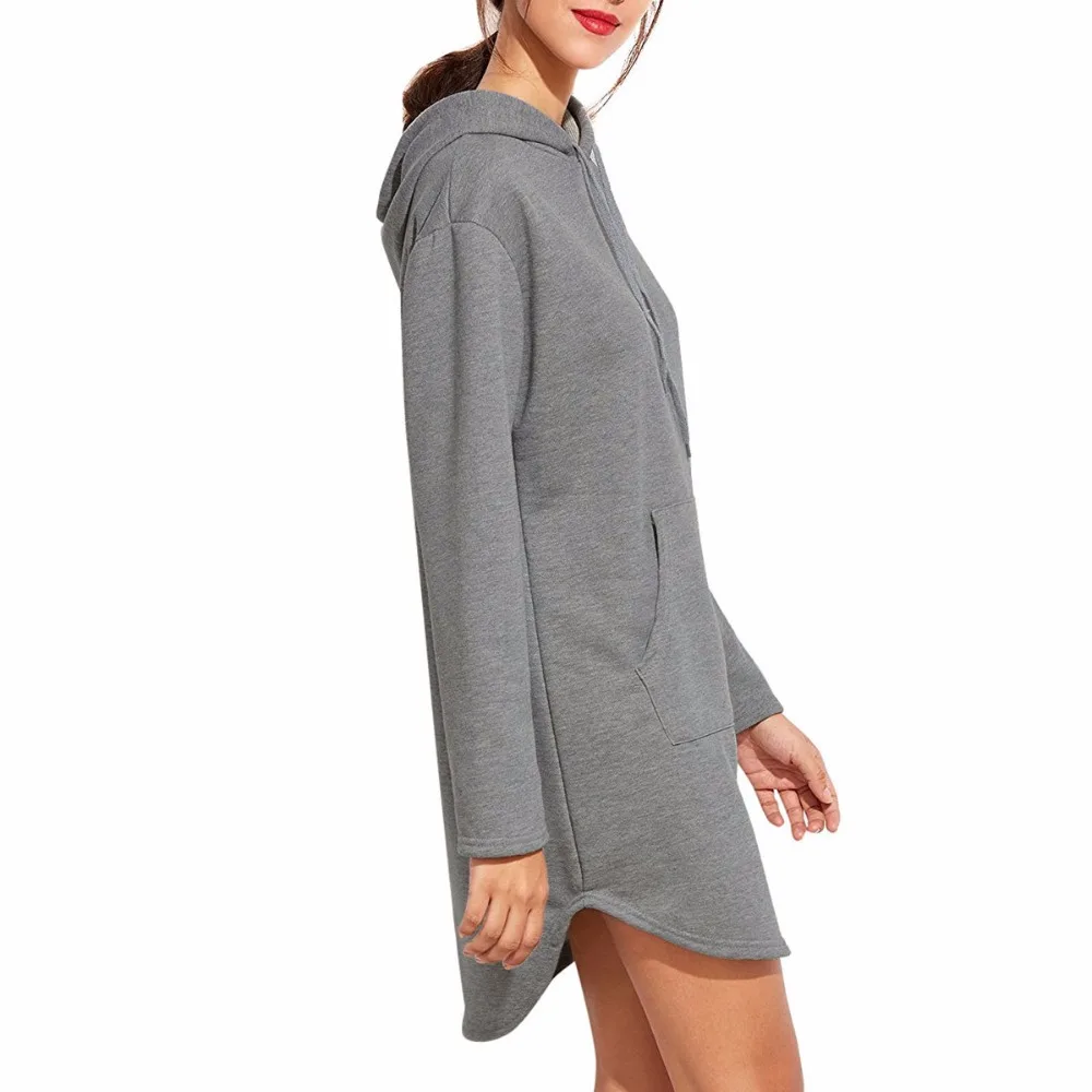 Шнурок с капюшоном топы Для женщин Осень Новый 2018 высокое качество Чистый Цвет