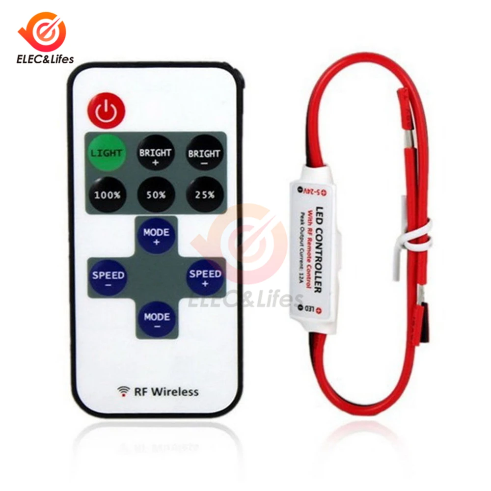 DC12V Wireless RF Remote Switch LED Controller Dimmer Dimming Adjustable brightness Control for 5050 2835 Strip Light | Обустройство