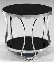 small tea table sofa toughened glass stainless steel frame the tea table