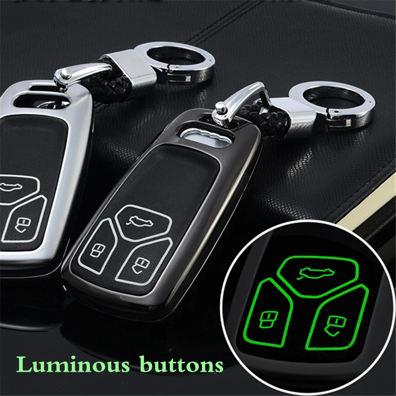 Светящаяся кнопка из цинкового сплава кожаный PU чехол для автомобильного ключа
