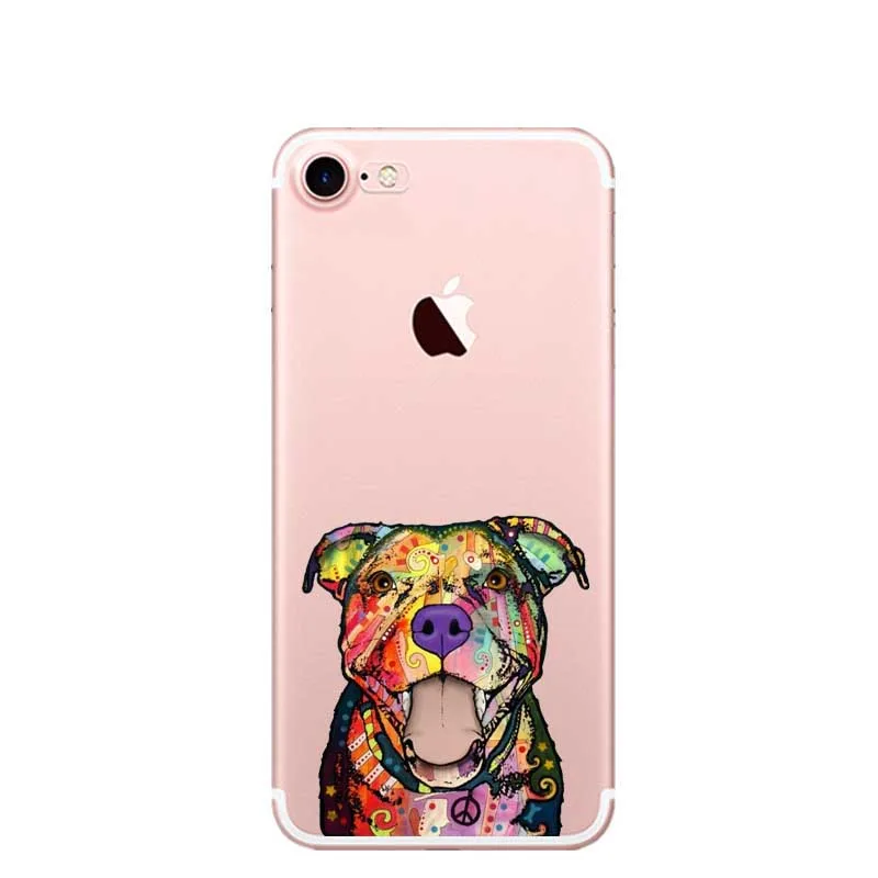 Art PitBull тату дизайн собака лицо прозрачный мягкий ТПУ чехол для телефона iPhone 5 5S SE 6 6 S Plus 7 XR XS Max 8 8 Plus X 10 чехол - Цвет: TPU