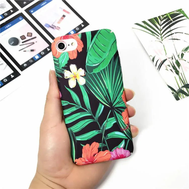 Kerzzil Ретро Camellia цветы зеленые наклейки-листья Жесткий ПК чехол для iPhone 7 6 6S Plus