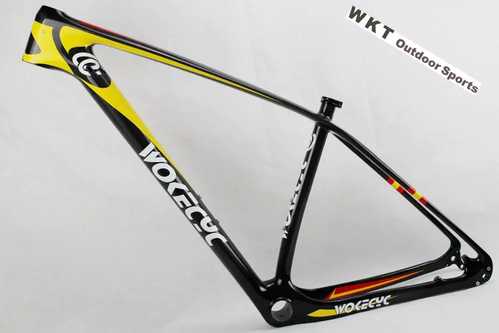 Wokecyc! обновленная UD карбоновая mtb рама 29er с вилкой в тон 29 полная рама карбоновая для горного велосипеда 27,2 мм Подседельный штырь осевая вилка - Цвет: 21 glossy frame
