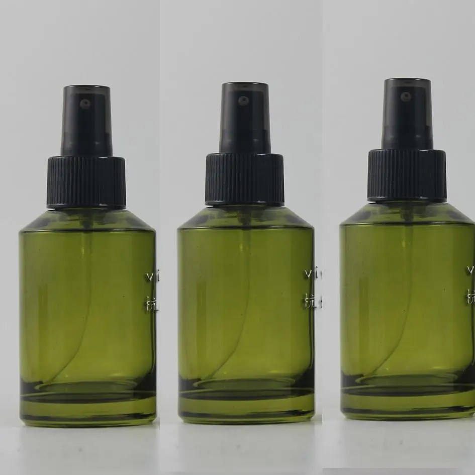 125ml olive green Glass lotion bottle with black plastic pump,cosmetic packing,cosmetic bottle,packing for liquid