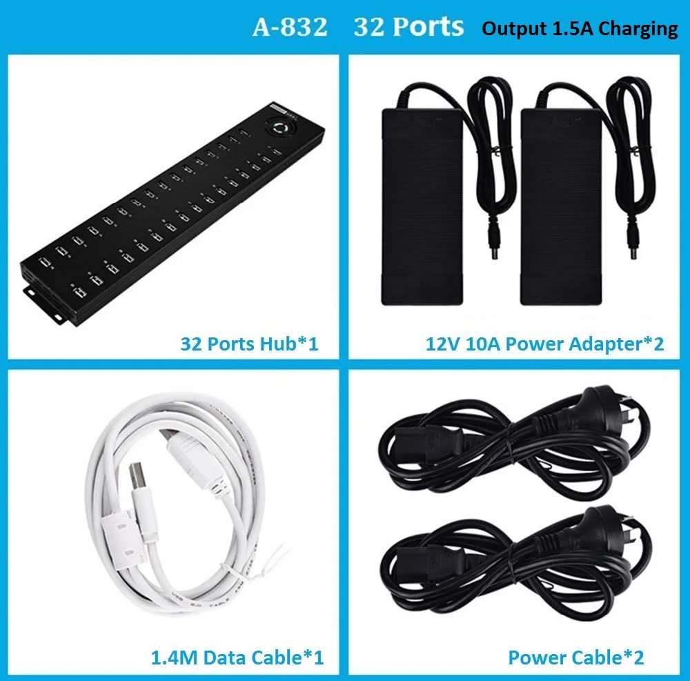 32 Port A-832 Sipolar Новое поступление 28/30/32 Порты и разъёмы 1A 1.5A 2.1A USB 2,0 Зарядное устройство концентратор промышленного мульти Порты концентратор телефон таблетки для передачи информации и зарядки устройства концентратор - Цвет: 32 Port A-832