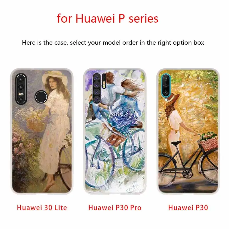 Мягкий чехол для Huawei P40 P30 P20 Pro P10 Lite e Plus P Samrt Z 2020 2019 с рисунком на велосипеде
