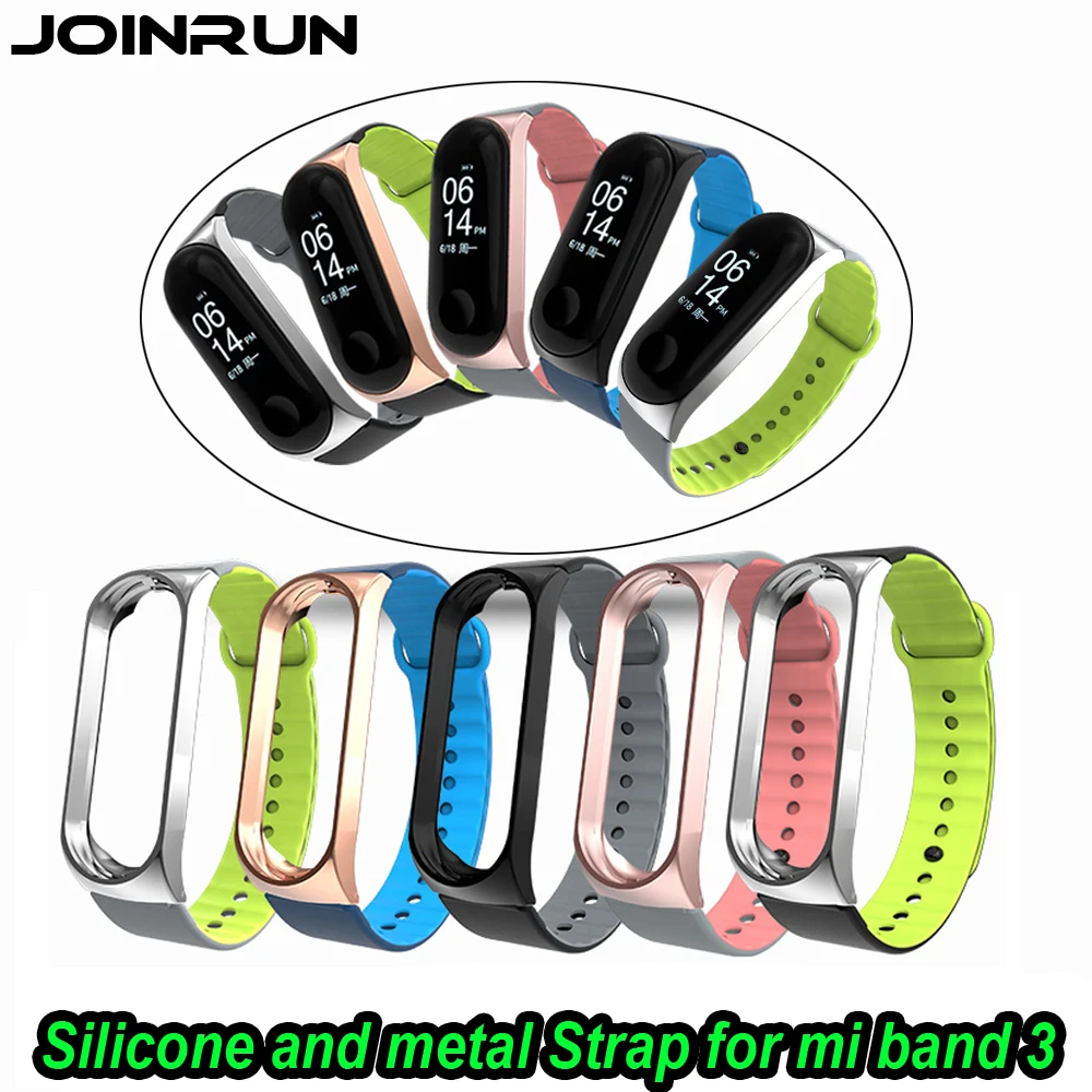 Силиконовый и металлический браслет Joinrun для Mi Band 3 силиконовый цветной ремешок