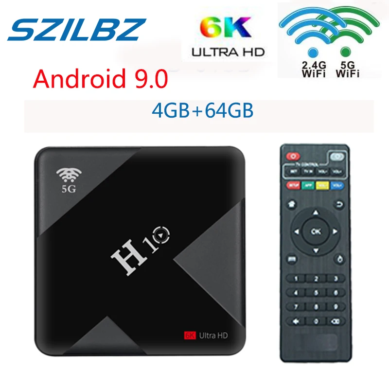 ТВ приставка H10 Android 9 0 4 ГБ 64 четырехъядерный Allwinner H6 6K Smart TV Box Гб 32 двойной Wi Fi