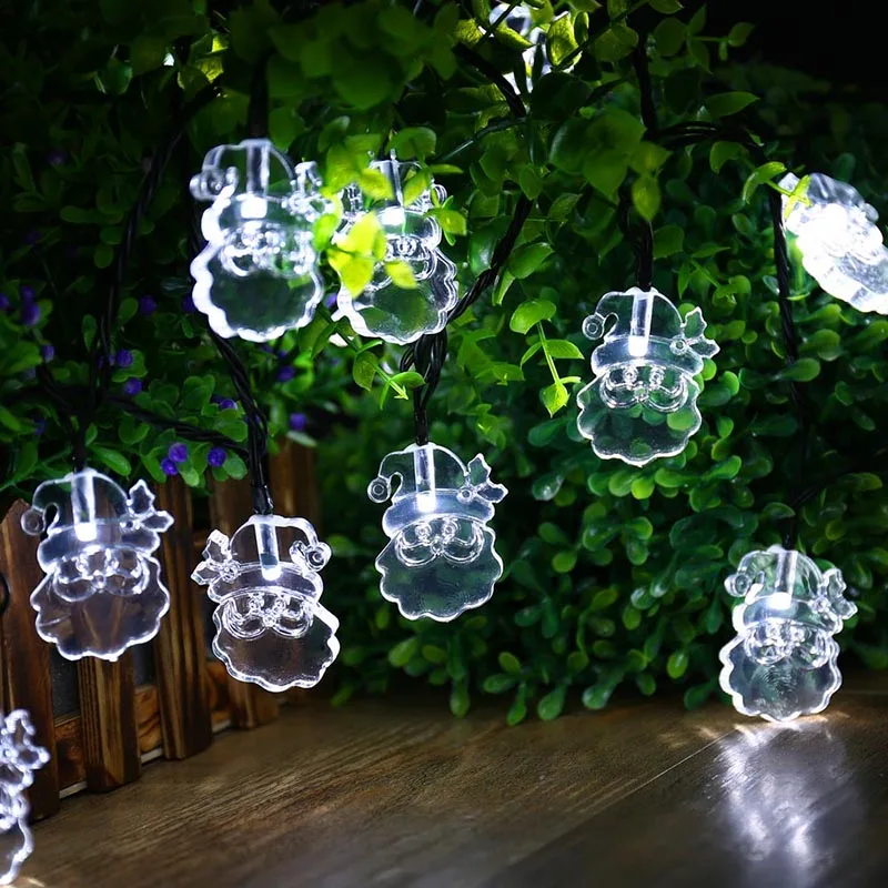 

6m 30 LEDs Santa Claus Shape Solar String Lights Solar Powered Waterproof For Christmas Tree Patio Garden Home Party Decoration