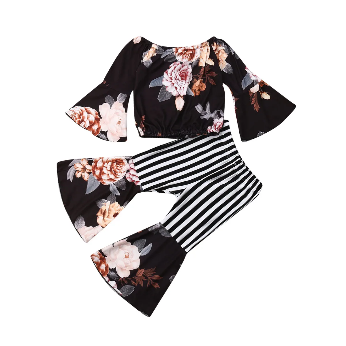 Комплекты детской одежды с цветочным принтом из 2 предметов для маленьких