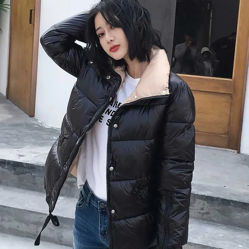 2019 зимняя Хлопковая женская куртка короткое пальто мода Высокий воротник
