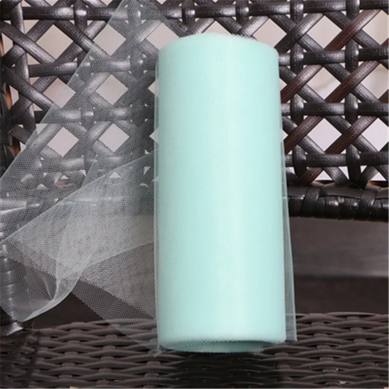 Mint Green 22 м* 15 см Mariage пряжа Тюль рулон прозрачной органзы ткань день рождения, мероприятие, вечеринка принадлежности для свадьбы украшения дома - Цвет: Mint Green