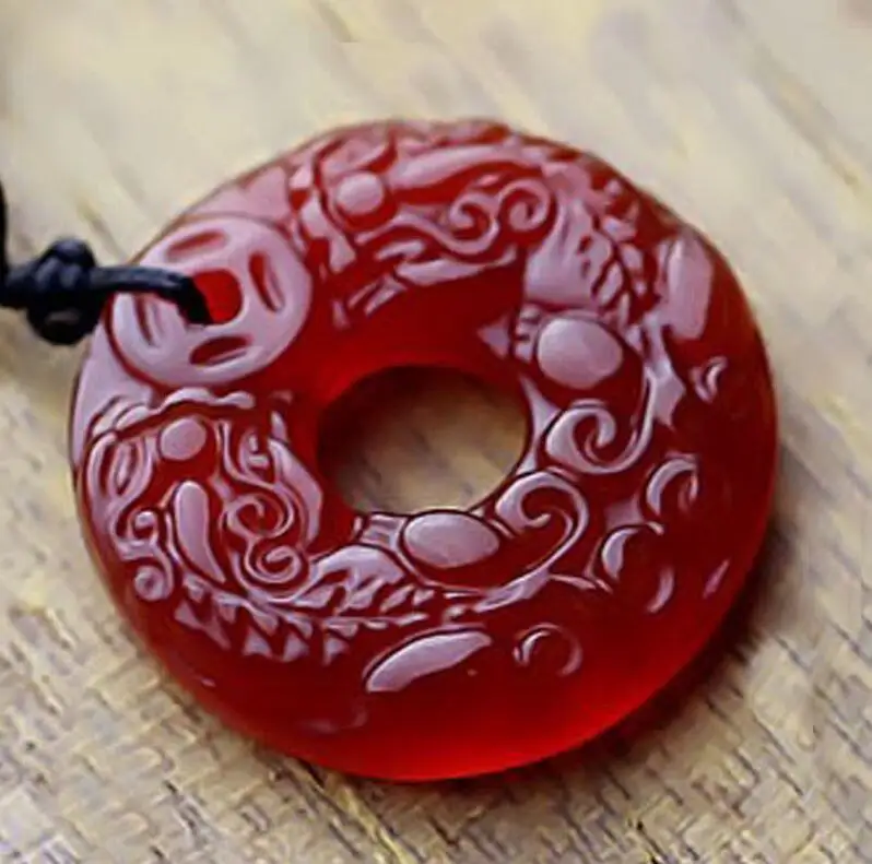 3.5х3.5 см Натуральная прозрачная тонкая выгравированная милая счастливая подвеска из нефрита, агата и халцедона с бесплатным ожерельем модного ювелирного изделия для женщин и мужчин.