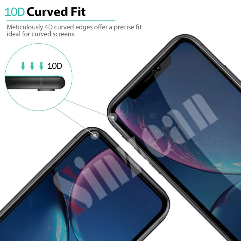 Sinzean 100 шт 10D Полное стекло для iPhone 11 pro max/Xs max/XR/8 plus/7 plus 3D закаленное защитное стекло