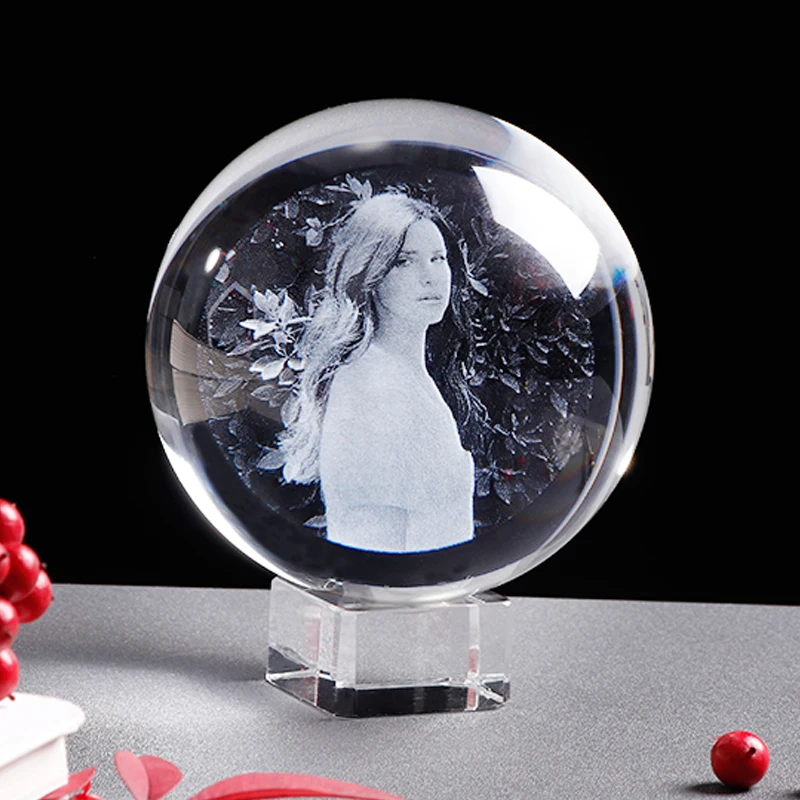 Custom Engraved Crystal Photo Ball Wedding Souvenir Picture Frame Gift for Family image 2