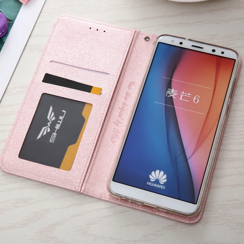 Магнитный Шелковый кожаный флип-чехол для Huawei Mate 10 Lite роскошный чехол-бумажник